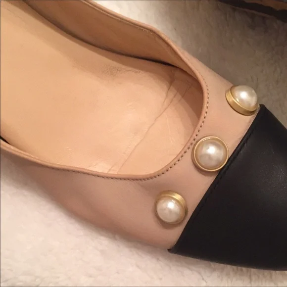 Ivanka Trump Beige and Black Pearl Heels - Picture 10 of 14
